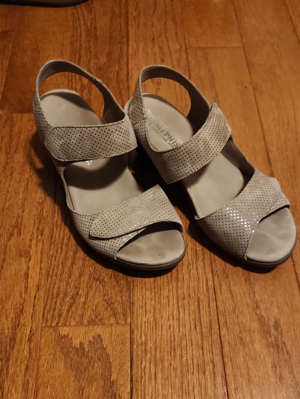 Mephisto Women's Perforated Sandals in Light Gray - Picture 2 of 5